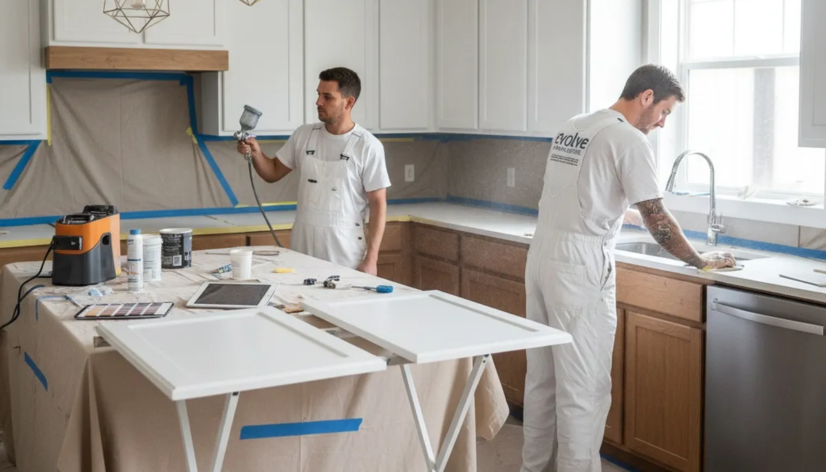 Professional cabinet painting in Grand Rapids MI showcasing smooth finish and durable kitchen paint work