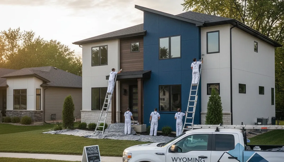 Professional house painters working on residential exterior in Grand Rapids MI