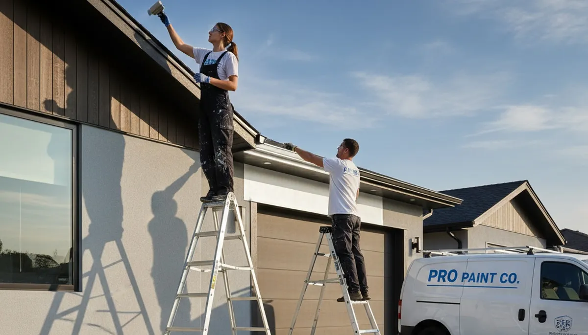 Professional trim and fascia painting on a Grand Rapids MI home by expert house painters