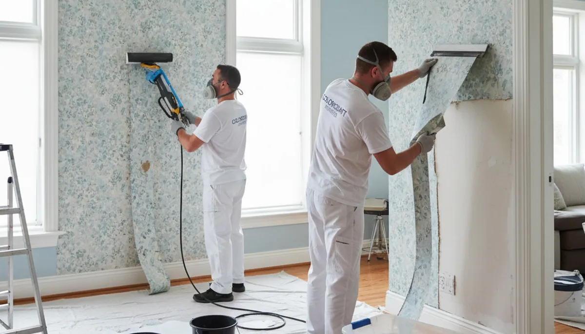 Professional wallpaper removal service in Grand Rapids, MI preparing walls for fresh paint